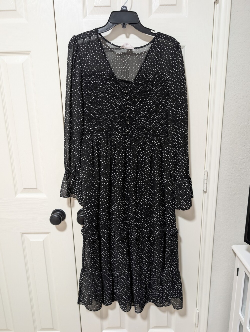 Loveriche Black/White Polka Dot Midi Dress
